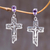 Pendientes cruz amatista - Pendientes religiosos de plata de ley con amatista