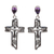 Amethyst cross earrings, 'Floral Cross' - Sterling Silver Amethyst Religious Earrings (image 2a) thumbail