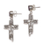Amethyst cross earrings, 'Floral Cross' - Sterling Silver Amethyst Religious Earrings