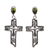 Peridot dangle earrings, 'Floral Cross' - Sterling Silver Peridot Religious Dangle Earrings