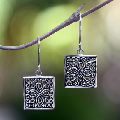 Sterling silver flower earrings, 'Magical Windows' - Sterling silver flower earrings