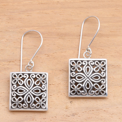 Sterling silver flower earrings, 'Magical Windows' - Sterling silver flower earrings