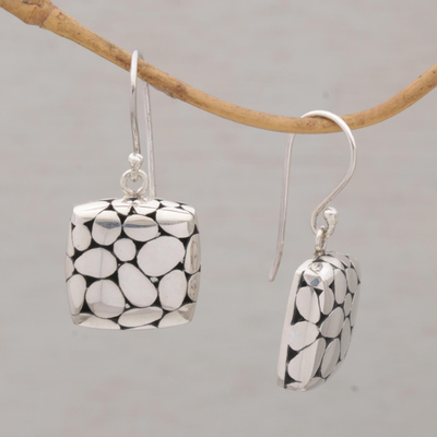 Earrings, 'Silver Pebbles' - Earrings