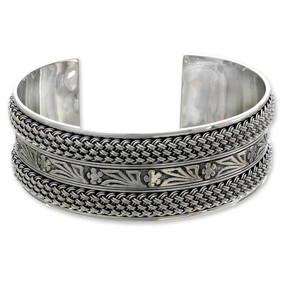 Sterling silver cuff bracelet, 'Paradise' - Sterling silver cuff bracelet