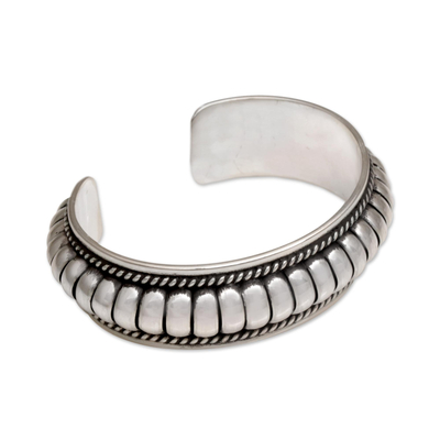 Sterling silver cuff bracelet, 'Dragon Song' - Handmade Sterling Silver Cuff Bracelet