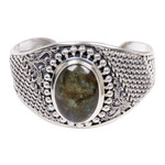 Labradorite cuff bracelet, 'Glorious' - Labradorite Sterling Silver Cuff Bracelet