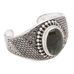 Labradorite cuff bracelet, 'Glorious' - Labradorite Sterling Silver Cuff Bracelet