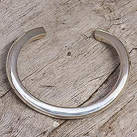 Sterling silver cuff bracelet, 'Modern Horseshoe' - Sterling Silver Cuff Bracelet from Indonesia