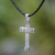 Leather cross necklace, 'Cross of Devotion' - Leather cross necklace