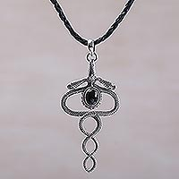 Featured review for Onyx pendant necklace, Twin Serpents