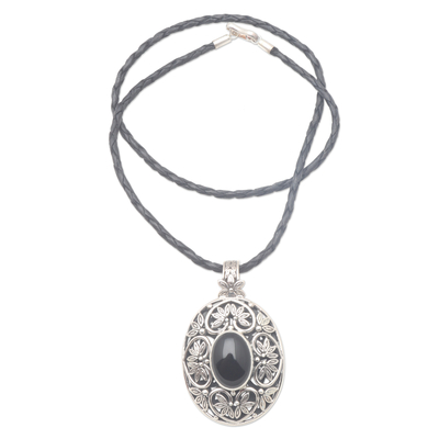 Sterling Silver and Onyx Pendant Necklace