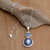 Cultured pearl and opal pendant necklace, 'Blue Ocean Dream' - Modern Sterling Silver and Cultured Pearl Pendant Necklace thumbail