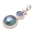 Cultured pearl and opal pendant, 'Blue Ocean Dream' - Modern Sterling Silver and Cultured Pearl Pendant