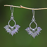 Sterling silver dangle earrings, Goddess Swirls