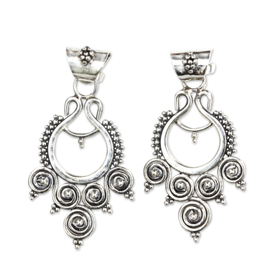 Sterling silver dangle earrings, 'Goddess Coils' - Indonesian Sterling Silver Dangle Earrings