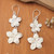 Earrings, 'Frangipani Twins' - Floral Sterling Silver Dangle Earrings