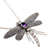 Amethyst pendant necklace, 'Enchanted Dragonfly' - Sterling Silver and Amethyst Pendant Necklace (image 2c) thumbail