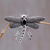 Garnet brooch pin, 'Enchanted Dragonfly' - Sterling Silver Garnet Dragonfly Brooch Pin (image 2) thumbail