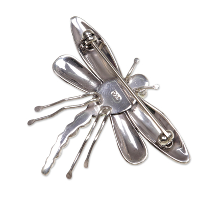 Broche de granate 'Libélula encantada - Alfiler de plata de ley con forma de libélula de granate