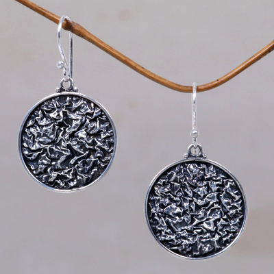 Sterling silver dangle earrings, Full Moon