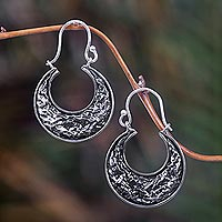 Sterling silver hoop earrings, 'New Moon' - Sterling silver hoop earrings