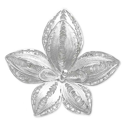 Sterling silver brooch pin, 'Regal Orchid' - Sterling Silver Flower Brooch Pin