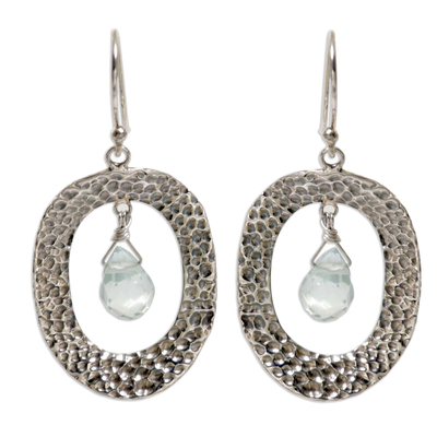 Sterling silver dangle earrings, 'Aqua Tear' - Sterling Silver Modern Dangle Earrings