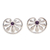 Amethyst flower earrings, 'Polished Petals' - Floral Sterling Silver Amethyst Button Earrings (image 2a) thumbail