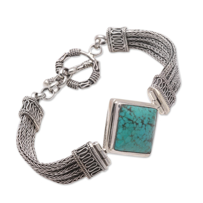 Sterling silver pendant bracelet, 'Solemn Promise' - Sterling Silver Chain Bracelet