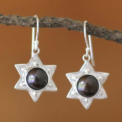 Perlen-Ohrhänger 'Black Bali Star' - Perlen-Ohrhänger