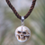 Bone and silk choker, 'Aged Immortal Smile' - Artisan Crafted Skull Necklace thumbail