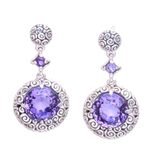Amethyst dangle earrings, 'Moonlight Dazzle' - Buddha Curl Motif Amethyst Dangle Earrings from Bali
