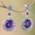 Amethyst dangle earrings, 'Moonlight Dazzle' - Amethyst dangle earrings (image 2b) thumbail