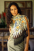 Silk batik scarf, 'Brown Paradise' - Handmade Floral Silk Scarf (image 2) thumbail