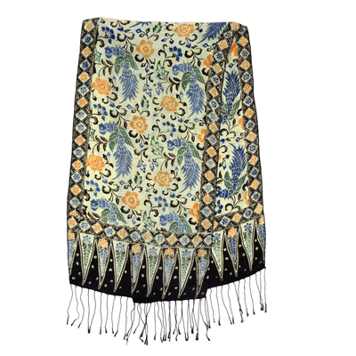Silk batik scarf, 'Brown Paradise' - Handmade Floral Silk Scarf