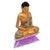 Wood statuette, 'Buddha on a Lotus' - Hand Painted Wood Sculpture (image 2d) thumbail