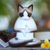 Wood sculpture, 'Breathing Yoga Cat' - Wood sculpture (image 2) thumbail