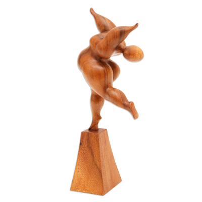Wood sculpture, 'Let's Dance' - Wood Dancer Sculpture