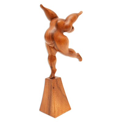 Wood sculpture, 'Let's Dance' - Wood Dancer Sculpture