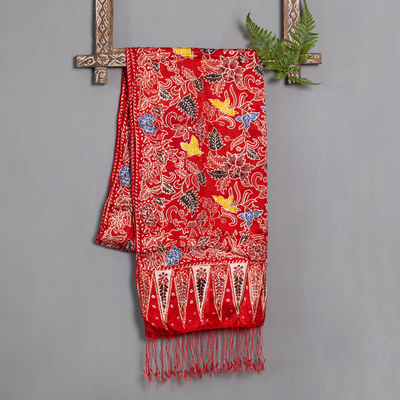 Batikschal aus Seide - Von Hand gefertigter Batik-Seidenschal für Damen