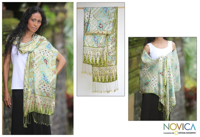 Silk batik shawl, Lavish Java