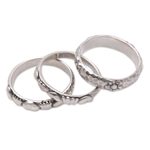 Sterling silver rings, 'Silver Loves' (set of 3) - Sterling Silver Stacking Rings (Set of 3)