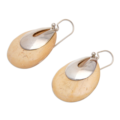 Coconut shell dangle earrings, 'Tribute' - Coconut Shell Dangle Earrings