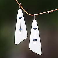 Bone drop earrings, 'Yasawa Beach' - Bone drop earrings
