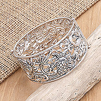 Sterling silver bangle bracelet, 'Sweet Strawberry' - Sterling silver bangle bracelet