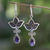 Amethyst earrings, 'Leaf Trio' - Amethyst earrings thumbail