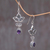 Amethyst earrings, 'Leaf Trio' - Amethyst earrings