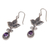 Amethyst earrings, 'Leaf Trio' - Amethyst earrings (image 2c) thumbail
