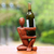 Wood wine bottle holder, 'The Invitation' - Hand Carved Wood Wine Bottle Holder (image 2) thumbail