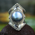 Cultured pearl cocktail ring, 'Faithful' - Sterling Silver and Pearl Cocktail Ring (image 2c) thumbail